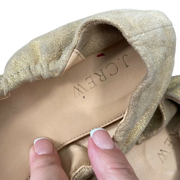 J.Crew Womens Size 7 Ballet Flats Gold Glitter Basic Casual Scrunch Slip On - Picture 11 of 12